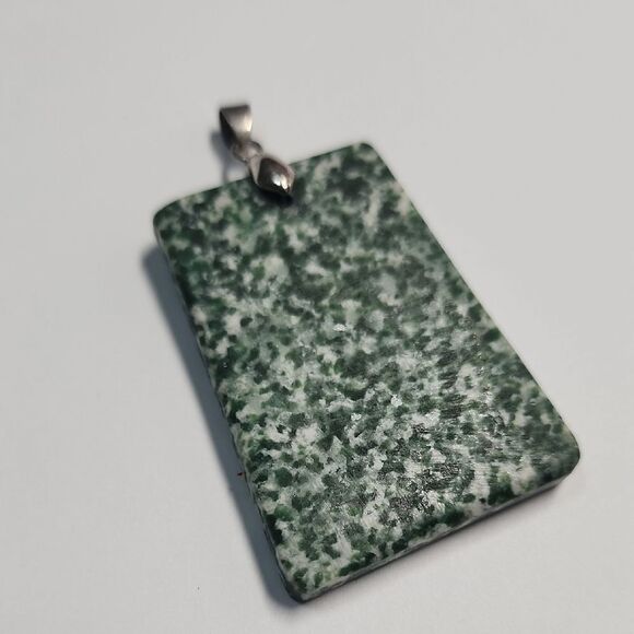 Diopside Green and White Semi Precious Stone Pendant - Picture 1 of 3
